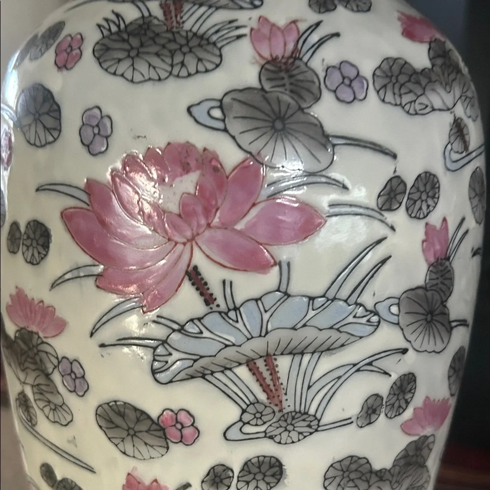 Floral Ceramic Vase - Pink and Gray - Picture 2 of 7